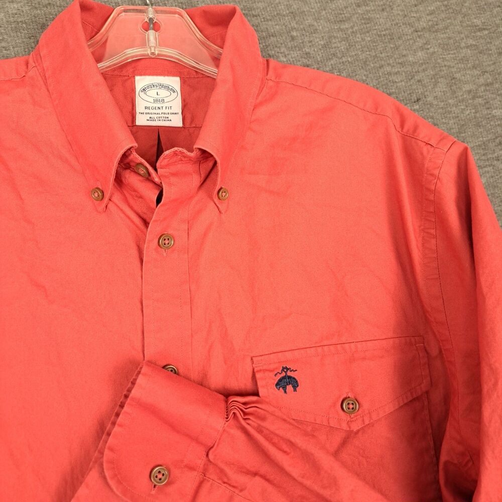 Brooks Brothers Original Polo Shirt Mens Large Red Regent Fit Cotton Button Down